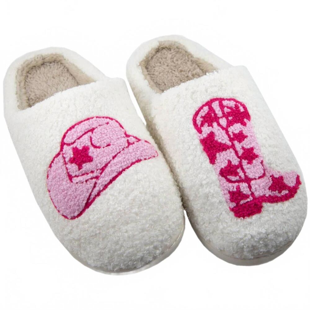 NEW KATYDID women's boot and cowgirl hat western slippers in white